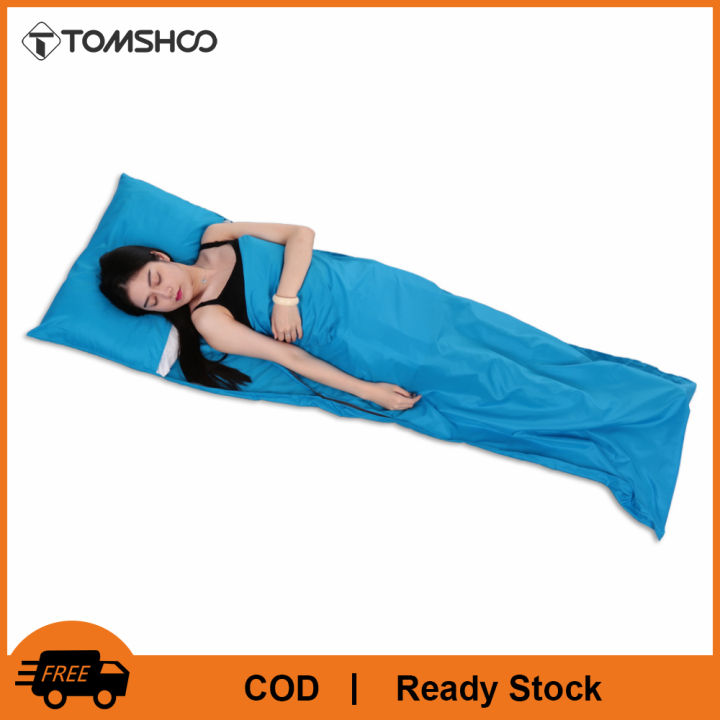 TOMSHOO 70*210CM Polyester Pongee Sleeping Bag Liner with Pillowcase  Portable Lightweight Healthy Outdoor Travel Camping Hiking Business Trip  Hotel