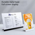 Acrylic display stand with metal base acrylic l-shaped display stand l shape Acrylic transparent L and T shape portrait frame stand display A4 A5. 