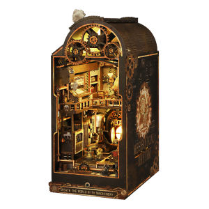 Booknook Mechanical Rhythm SL19-C with Sensor Light 3D Wooden Puzzle Book Nook DIY Miniature Dollhouse Bookend
