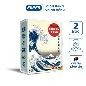 Bao cao su bi 1cm Super Gold hộp 2 cái bcs có bi lớn chống xuất tinh sớm kéo dài thời gian quan hệ