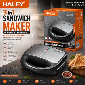 HALEY HY-1031 3-in-1 Sandwich Maker 850W Sandwich Waffle & Grill Maker