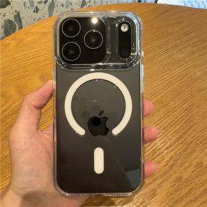 Luxury Transparent Wireless Charge for Magsafe Case for iPhone 17 Air 16Pro 15 17Pro Max Clear Lens Protection Hard Cover