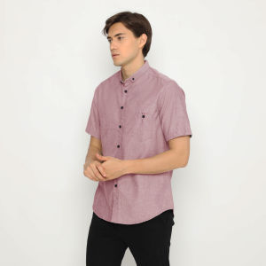 NFZ Kemeja Kasual Pria Lengan Pendek Soft Red 4498
