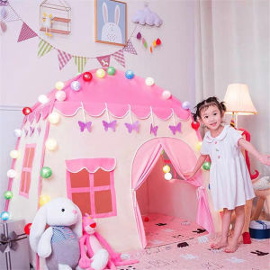 With Mat&light Tents Princess Castle Kids Play Tent Teepee Tent for Kids Play Tents Tunnels Children Play Tent House Indoor Portable Playhouse