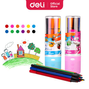 Deli Super Wings Felt Pen / Spidol 12/24 Warna Kemasan Tabung  EC150-12 EC150-24