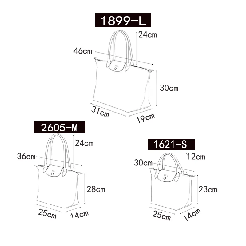 Longchamp bag sizes on sale cm