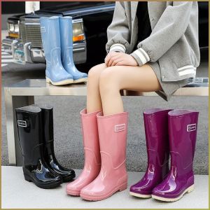 Rain Boots Padded and Warm Fashion Rain Boots Padded Soft Water Boots Detachable Heel