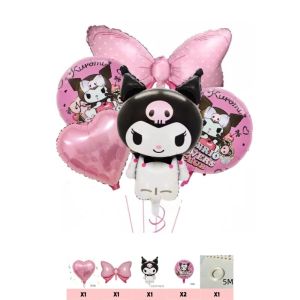 Sanrioลูกโป่งฟอยล์ ลูกโป่งฟอยล์ Happy Birthday set Kuromiลูกโป่งอลูมิเนียมฟอยล์ ลูกโป่งชุด ชุดลูกโป่งวันเกิด เซตลูกโป่ง