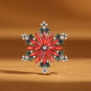 FPOTSK Vintage Christmas Snowflake Brooch Versatile Alloy Rhinestone Pin Sparkling Decorative Brooches Christmas