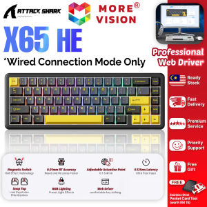 ATTACK SHARK X65 / X65 PRO HE Keyboard Tri-Mode Wireless Adjustable Actuation Rapid Trigger Effect Magnetic Switch RGB
