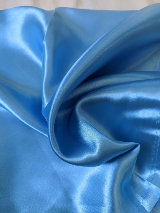 1 yard #573 Light Blue Soft Light Satin Fabric #107 Uncut 60 width (1yard  = 36 inches) by handcrafts4keep