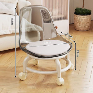 TRÁI KHẾ⭐Ghế đẩu nhỏ acrylic với vành đai im lặng Bánh xe phổ quát ròng rọc trẻ em phân thấp đường may đẹp di chuyển