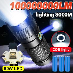 90W 100000000LM flashlight rechargeable heavyduty original torchlight powerful flash light waterproof strong light emergency light zoomable Tactical Lantern Hand Light long range touch light super bright flash light 100000 lumens touchlight camping lampu