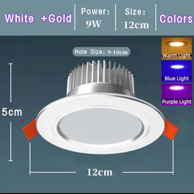 LED Downlight Power Pin Light 5W/7W/9W/12W Aluminum Material Home Use Commercial Use Tricolor Dimmable High Quality High Bright Energy Saving 80% LED Down Light LED Ceiling Li