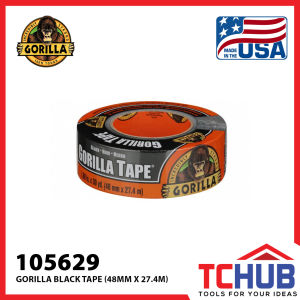 Gorilla Utility Tape (Duct/Cloth Tape) - Incredibly Strong/Double-thick Adhesive/Reinforced Backing/Weather Resistant/Hand Tearable/Bundling Packaging & Repair Black (48MM x 27.4M)