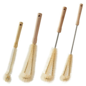 4pcs/set Wooden Long Handle Cup Brush Baby Bottle Cleaning Brush Kitchen Cleaning Brush Set
