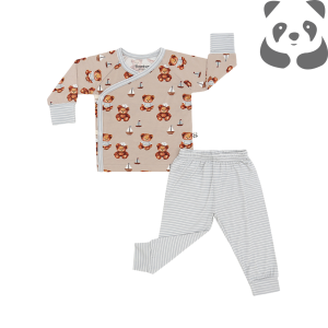 Bamberry Baby Long Sleeves Kimono Pajama Set Newborn 0-6 Months Old Bamboo Fabric- Sailor Bear