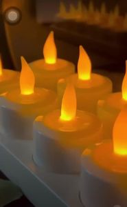 (In stock) Set of 12 Creative LED Candle Lamp Rechargeable Flickering Candle Night Light Simulation Flame TeaLight Home Wedding Decor-AMBER