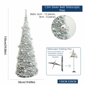 OOG Snow Flocking Christmas Tree Space Saving Snowy Decor Collapsible Tree Space Saving With LED Realistic Christmas Tree Home Decor