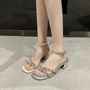 G72531 Huidong Yixinda Rock Sugar Fairy ~5CM French rhinestone strap open-toe chunky high heel sandals for women wedding shoes ol7/7