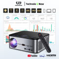 GOOJODOQ New touch screen Projector 4K 2023 WiFi projector  4k projector portable projector โปรเจคเตอร์  Android iOS wiFi HDMI projector portable double speaker Bluetooth เชื่อมต่อมือถือ คอมพิวเตอร์ iPad PS4 PS5. 