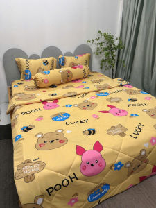 Bộ ga gối thun lạnh mẫu Gấu Pooh (4 màu)đủ kích cỡ may theo yêu cầu chất vải thoáng mát mềm ôm nệm chăn ga gối Minh Anh