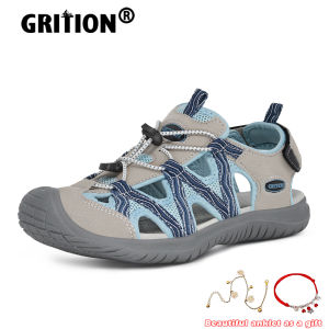GRITION Womens Closed-Toe Hiking Sandals Breathable Quick-Dry Anti-Slip Sole for Summer Trekking Travel Lightweight Supportive Shoes