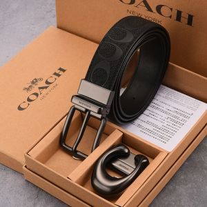 Genuine original COACH belt Mens Belt Gift box packaging Double belt buckle head cowhide material 20+colors to choose from"