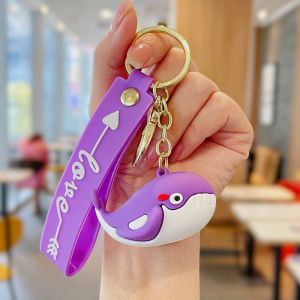 Móc khóa cá voi nhiều màu cute móc khóa ô tô trang trí balo túi xách