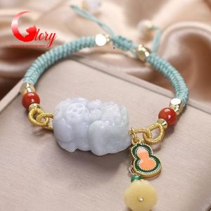 Vòng tay nam nữ tỳ hưu đá cẩm thạch mã não dễ thương phong thủy may mắn G824303