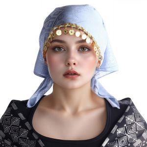 NEEUJ Polyester Khăn trùm đầu hình tam giác Thoáng khí Họa tiết hoa Mũ turban thanh lịch Retro Kim sa Khăn trùm đầu đính hạt vàng Phụ nữ