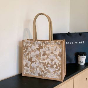 （With zipper） High-quality Shopping large volume fashion Sequin New Handbag Woven Flower Lace Handbag Womens He-mp Material High Capacity Tote Bag