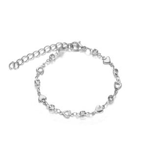 [haoh] Love Heart Bracelet For Women Korean Charm Sparkling Adjustable Elegant Chain Bracelets Accessories Jewelry