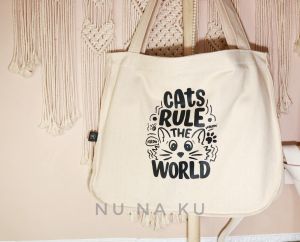 SHOULDER BAG TOTEBAG TAS LAPTOP KANVAS LARGE CAPACITY CATS RULE NUNAKU