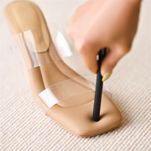 [Free Shipping] Transparent sandals for petite women comfortable high-heeled crystal sandals for outdoor wear large size shoes