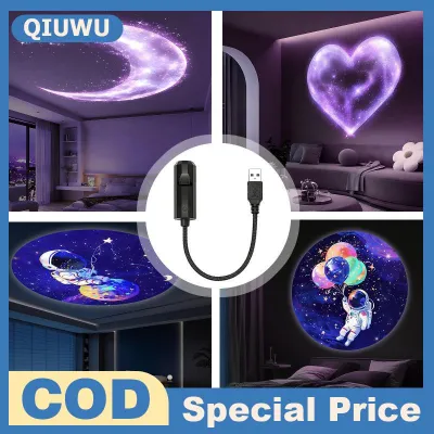 QIUWU Led USB chiếu ánh sáng 8 cái mô hình trang trí hành tinh mặt trăng trái tim phi hành gia đêm đèn cho trẻ em nghiên cứu phòng Quà Tặng
