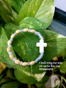 Chuỗi Trăng Hoa Vàng Nhạt Đính Đá Natural Cao Cấp 10 Hạt Vòng Tay 12cm-14cm Quà Tặng Công Giáo