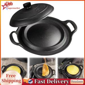 [Ueb]Cast Iron Skillet 11 Inch with Lid Durable Non-Stick Pan for Indoor and Outdoor Use in Classic Design