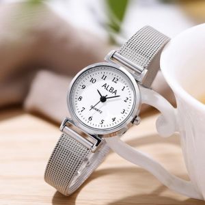 Jam Tangan Stainless Rantai Pasir Wanita Polos Jam Cewek Analog Quartz Mini Watch