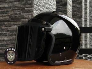 Helm Bogo dewasa retro full leher kaca flat injak SNI