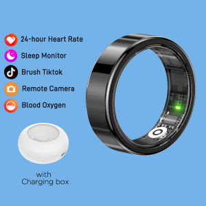 2025 SR09 Smart Ring – Gesture Control & Touchless Brush Health Monitor (HR SpO2 Sleep) | Fitness Tracker with 10+ Sport Modes IP68 Waterproof Bluetooth Smart Ring for IOS & Android Size 8 - 12