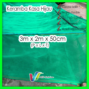Termurah Keramba Ikan Kotak waring jaring kasa hijau plus penutup resleting ukuran 3x2x50