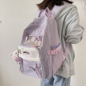NEXASHOP Waterproof Travel Backpack Korean Style with Badge and Charm Laptop Backpack  Large Capacity Girls Shoulder Bag Student Use