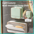 Light Luxury Wall-mounted Soap Dish Punch-free Double Drainage Bathroom Storage Soap Box Shelf. 