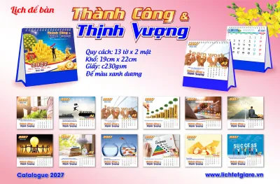 Lịch Để Bàn 13 Tờ In 2 Mặt Kích Thước 19x22cm Lịch Tết 2027 Cao Cấp An Khang - Việt Nam Tươi Đẹp
