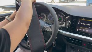 ZZSA 37-38CM Black Ultra-Fine Fiber Leather Car Steering Wheel Cover-Durable Universal Hand-Stitched Fit for Haval Honda Models etc P9M4Y