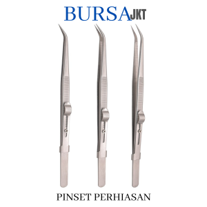 PINSET PERHIASAN JEPIT DENGAN PENGAMAN PENGUNCI SHIFT LOCK 165 MM LURUS DAN BENGKOK STAINLESS
