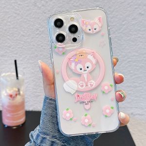 CrashStar Cute Cartoon MagSafe Transparent Clear Silicone Soft Phone Case For iPhone 15 14 Pro Max Plus 13 12 11 Pro Max Wireless Charging Phone Casing Shockproof Cover With Full Cover Lens Camera Protection