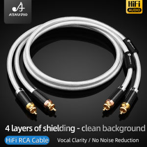 ATAUDIO One Pair HiFi RCA Cable Hi-end 7N OCC and Silver Mixed Core 2RCA Male to Male Wire for CD  Amplifier Mixer Cable