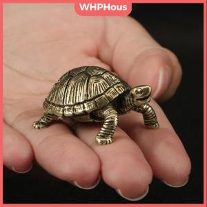 WHPHous Pure Copper Turtle Statue Vintage Brass Tortoise Figurines Desktop Feng Shui Ornament Miniatures Antique Tea Pet Crafts Gifts